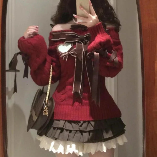 チョコレートリボンニット