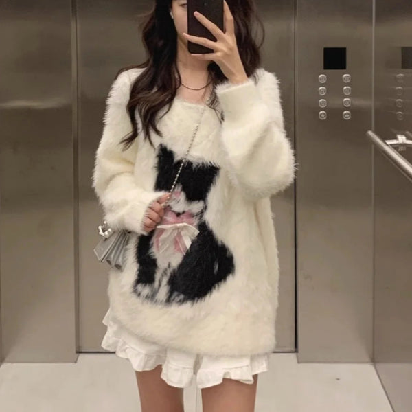 ふわふわネコニット