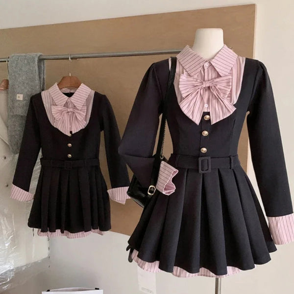 ストライプシャツ制服風ワンピ