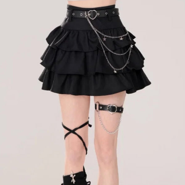 3段フリルロックミニスカート