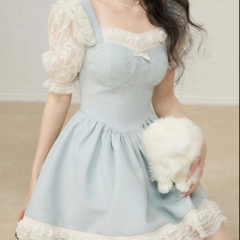 ホワイトレース半袖ワンピース