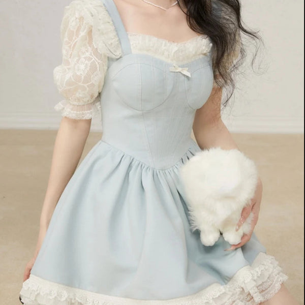 ホワイトレース半袖ワンピース