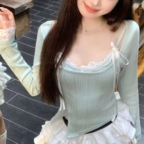 ミントグリーンキャミセットトップス