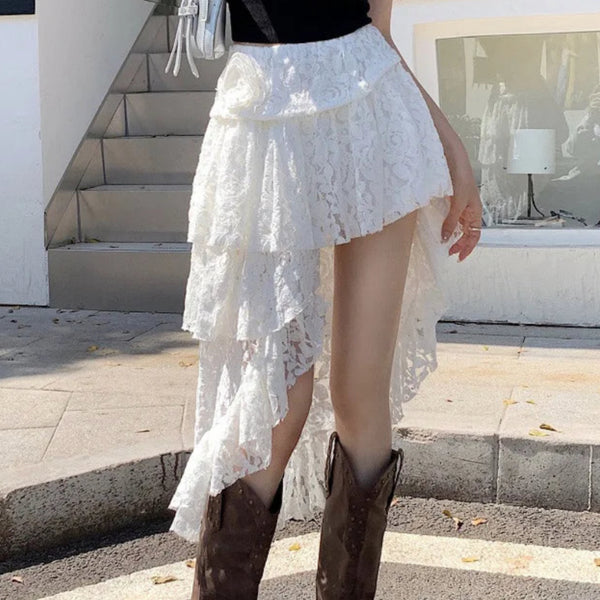 アシンメトリーレーススカート
