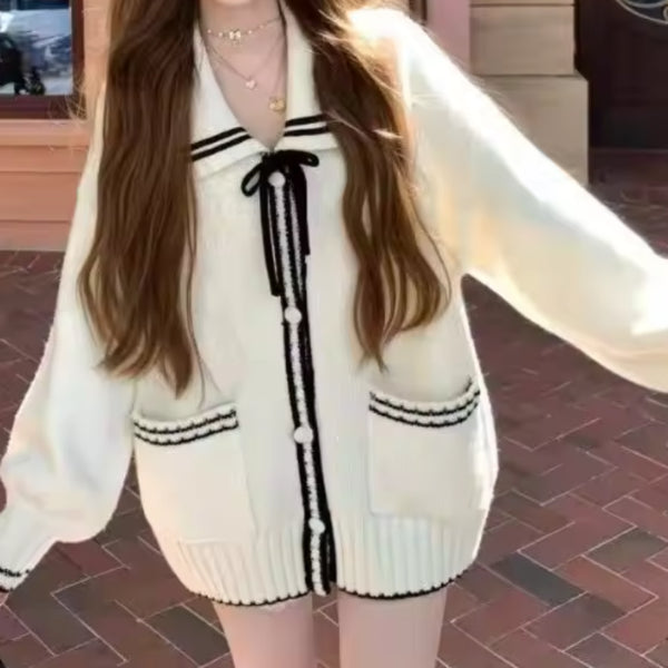 ブラックラインセーラーカーディガン