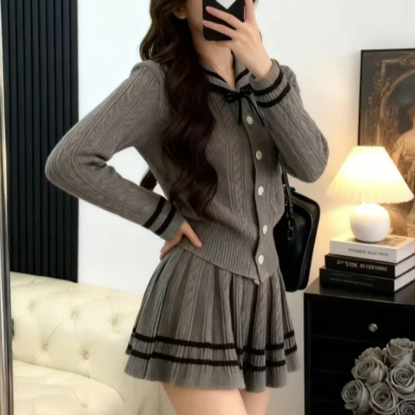 制服風ニットセットアップ