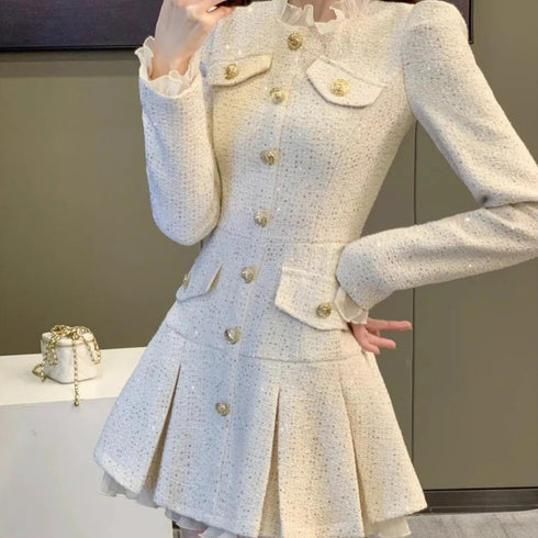 プリーツホワイトミニワンピ