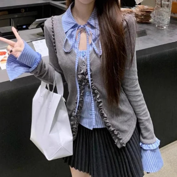 ブラウスドッキングデザイントップス