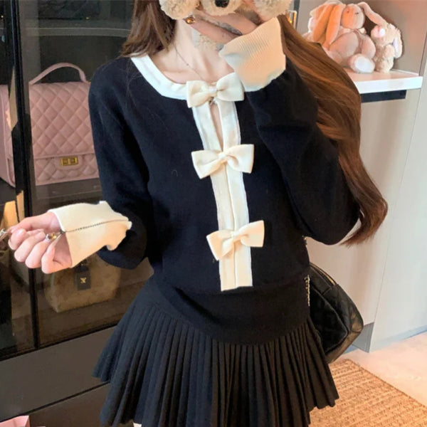 3連リボンニット