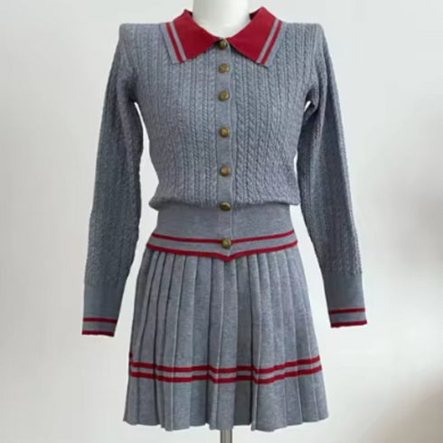 バイカラーニットセットアップ