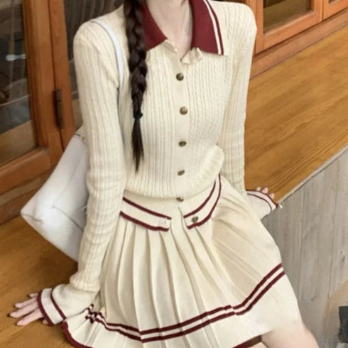 バイカラーニットセットアップ