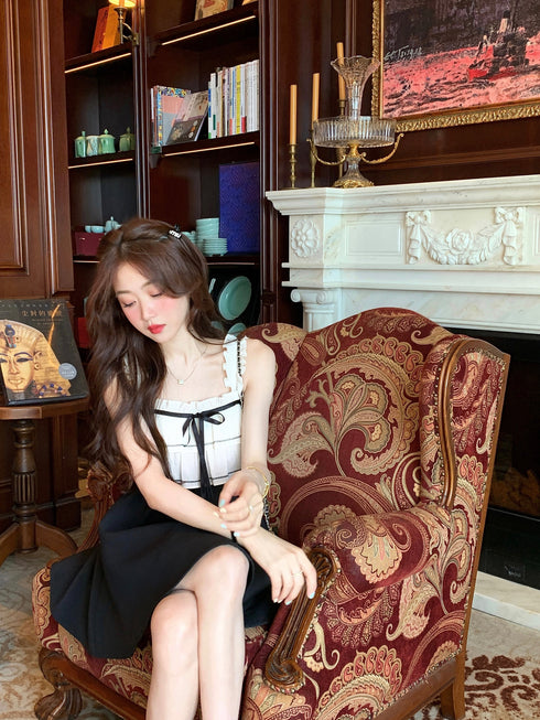 バイカラーノースリーブフリルワンピ