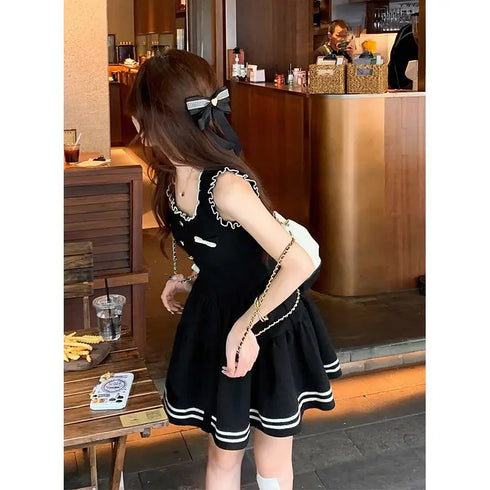 バイカラーラインフリルワンピ