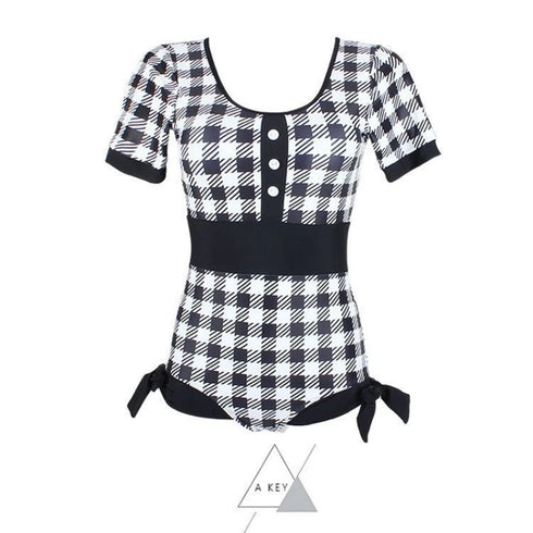 レトロチェックスイムウェア