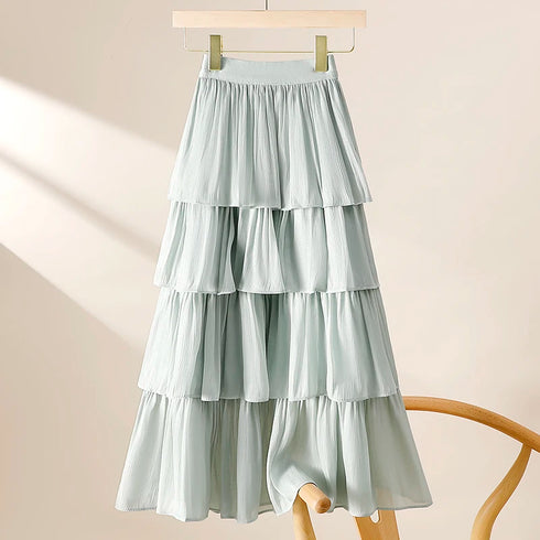 4段フリル艶スカート