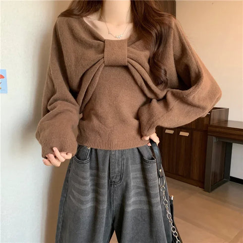 りぼんデザインセットニット