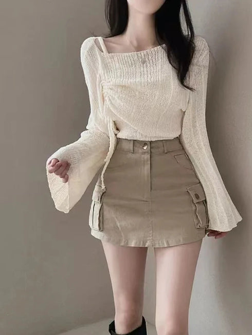 シャーリングメッシュニット