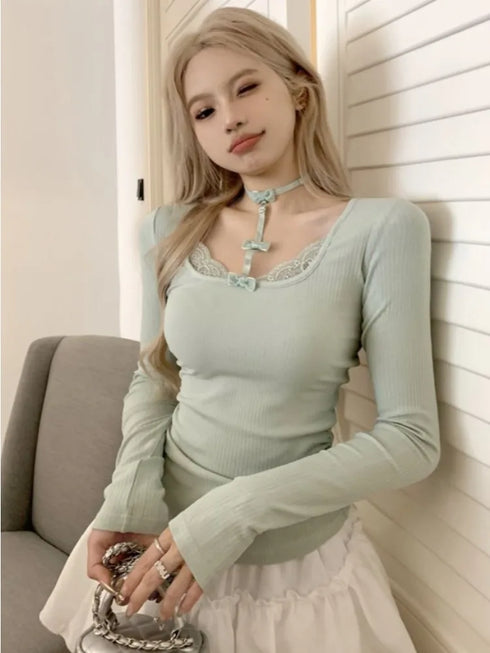 シャーベットグリーンチョーカートップス