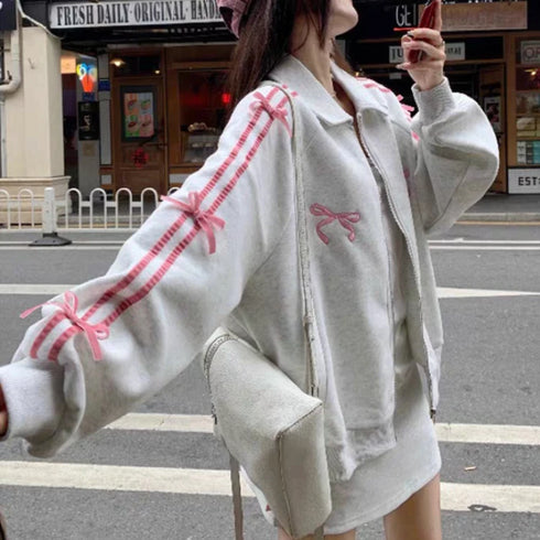 長袖リボンスポーティーセットアップ