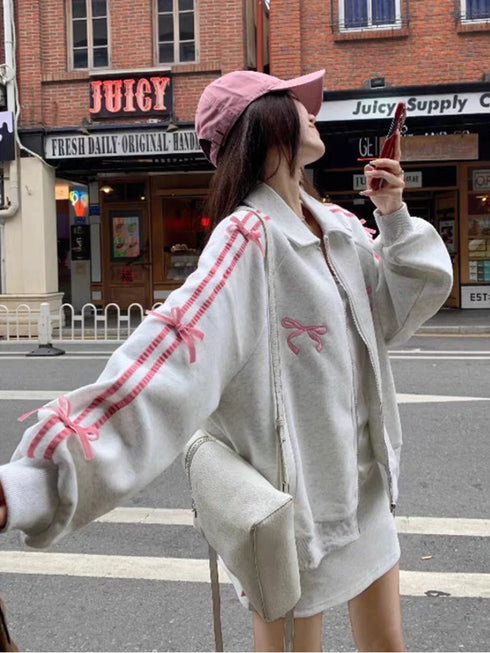 長袖リボンスポーティーセットアップ