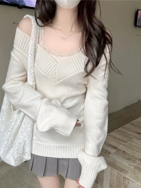 Vネックシンプルニット