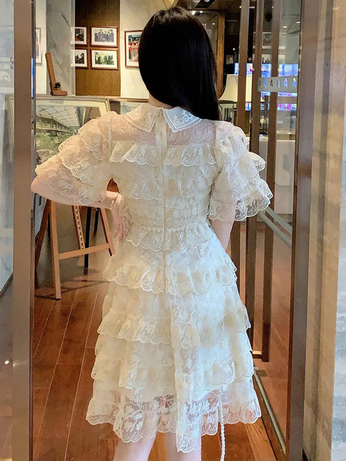 半袖フリルガーリードレス