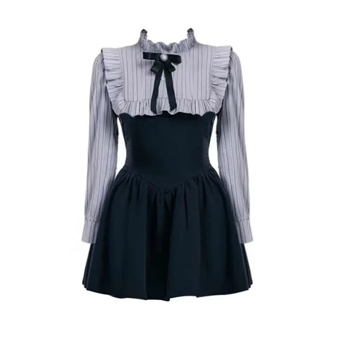 ハイウエストマーク制服風ワンピース