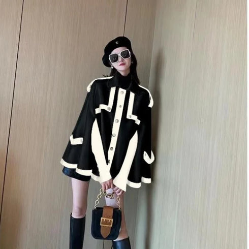 バイカラーケープコート