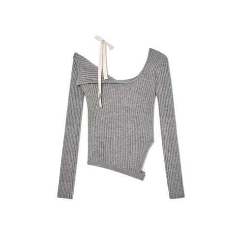 ワンショルカットデザインニット