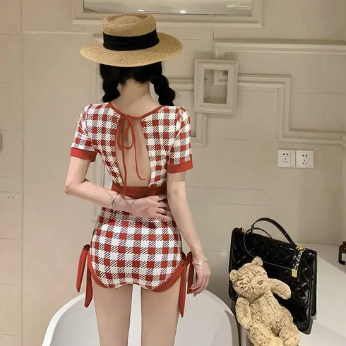 レトロチェックスイムウェア