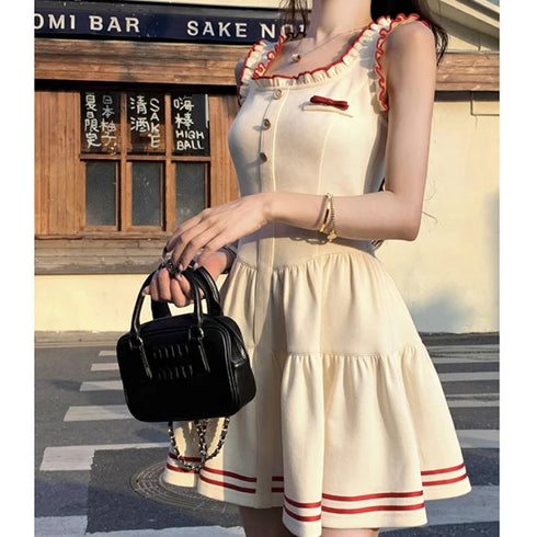 バイカラーラインフリルワンピ