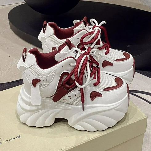 バイカラーデザイン厚底スニーカー