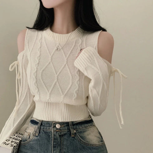 オープンショルダーガーリーニット