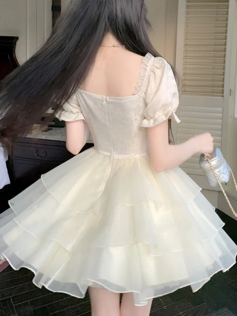 ダブル編み上げふわっとワンピ