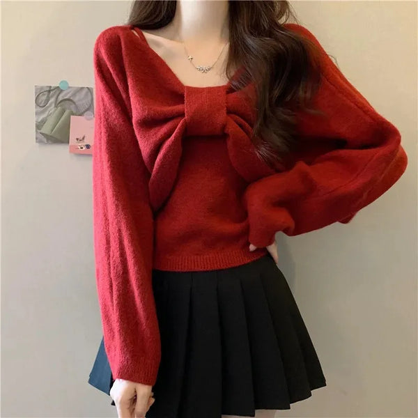 りぼんデザインセットニット