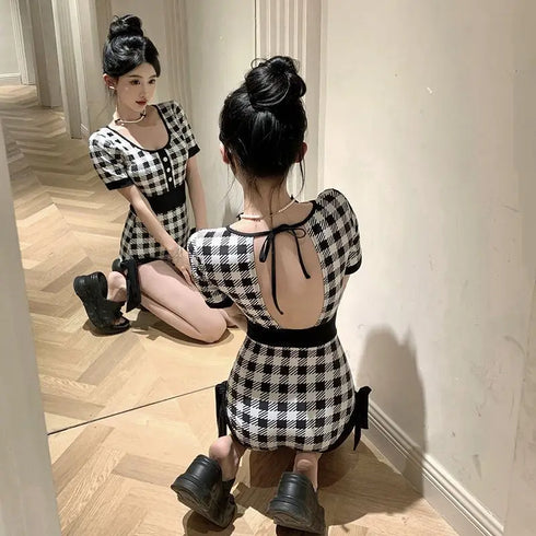 レトロチェックスイムウェア