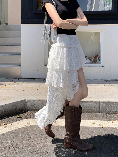 アシンメトリーレーススカート