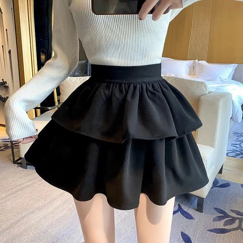2段フリルガーリーミニスカート