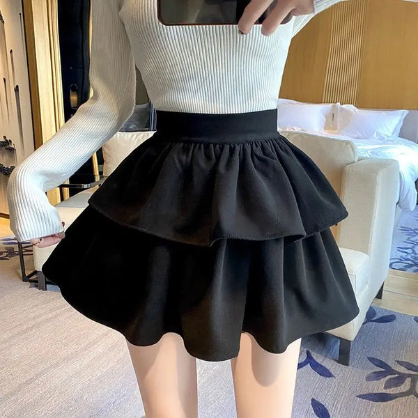 2段フリルガーリーミニスカート