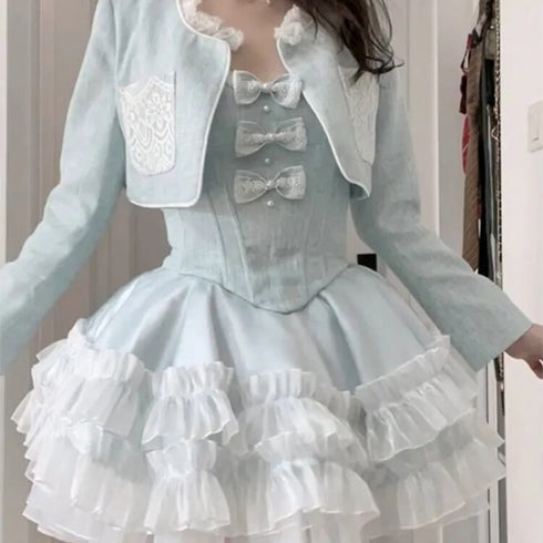 ライトブルーフリルセットアップ