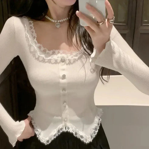 オープンネックレーストップス