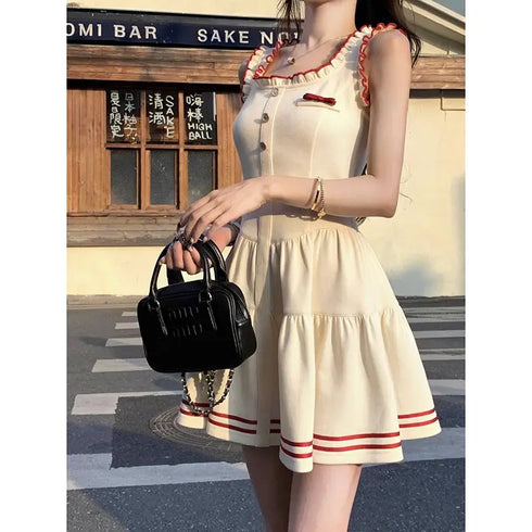 バイカラーラインフリルワンピ