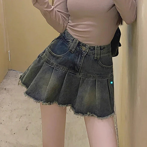 プリーツデニムスカート