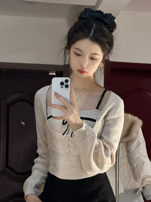 フレンチガーリーリボンニット