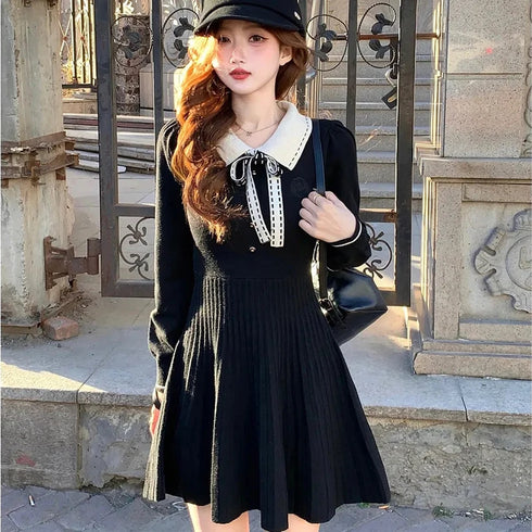 ステッチデザインニットワンピ