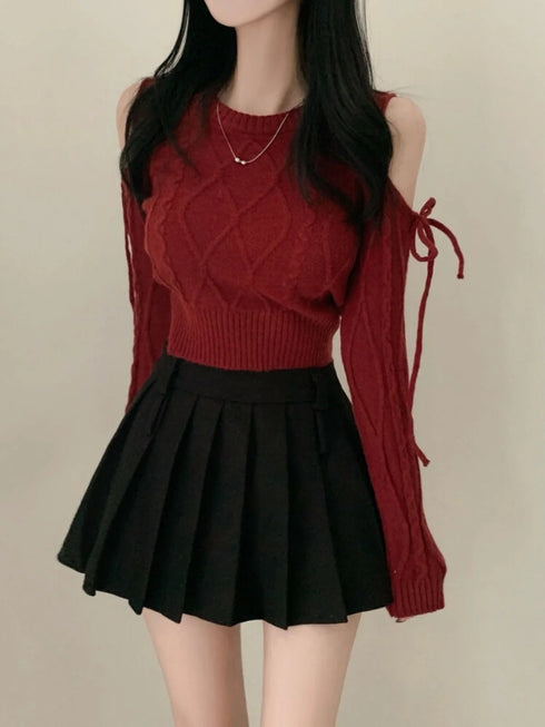 オープンショルダーガーリーニット