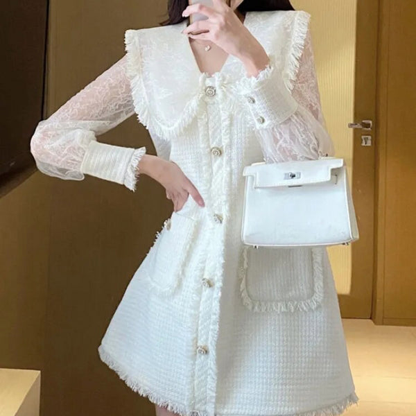 レーススリーブスノーワンピ