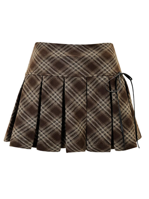 ブラウン切り替えプリーツスカート