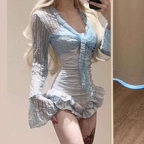 シャーベットカラーワンピーススイムウェア