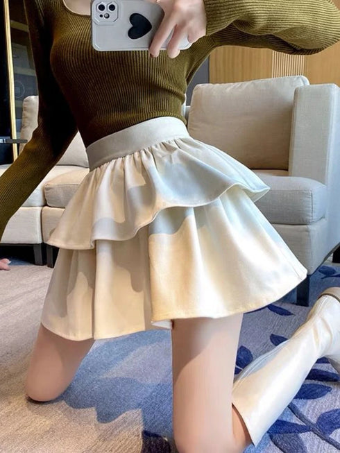 2段フリルガーリーミニスカート